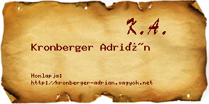 Kronberger Adrián névjegykártya